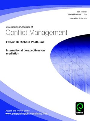 cover image of International Journal of Conflict Management, Volume 25, Issue 1